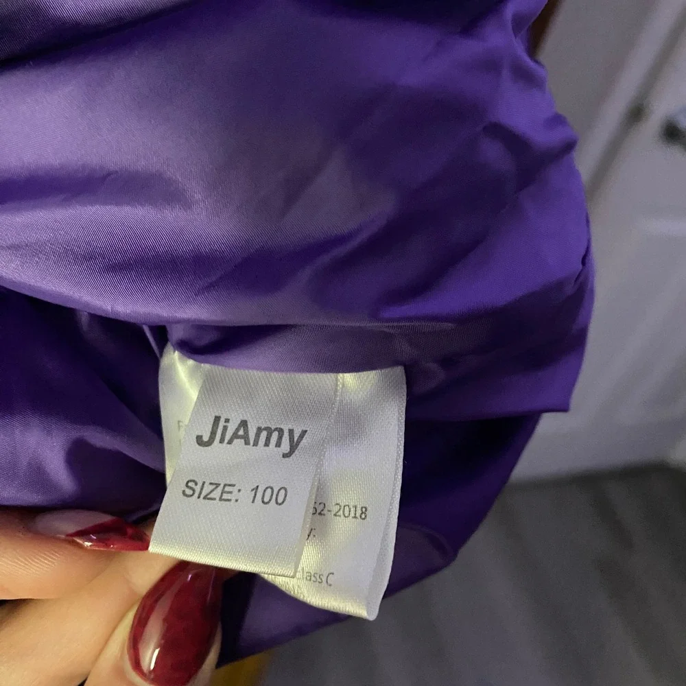 JiAmy 2 piece Snowsuit Kids Size 3T Purple Down Puffer Jacket and Bib Overalls